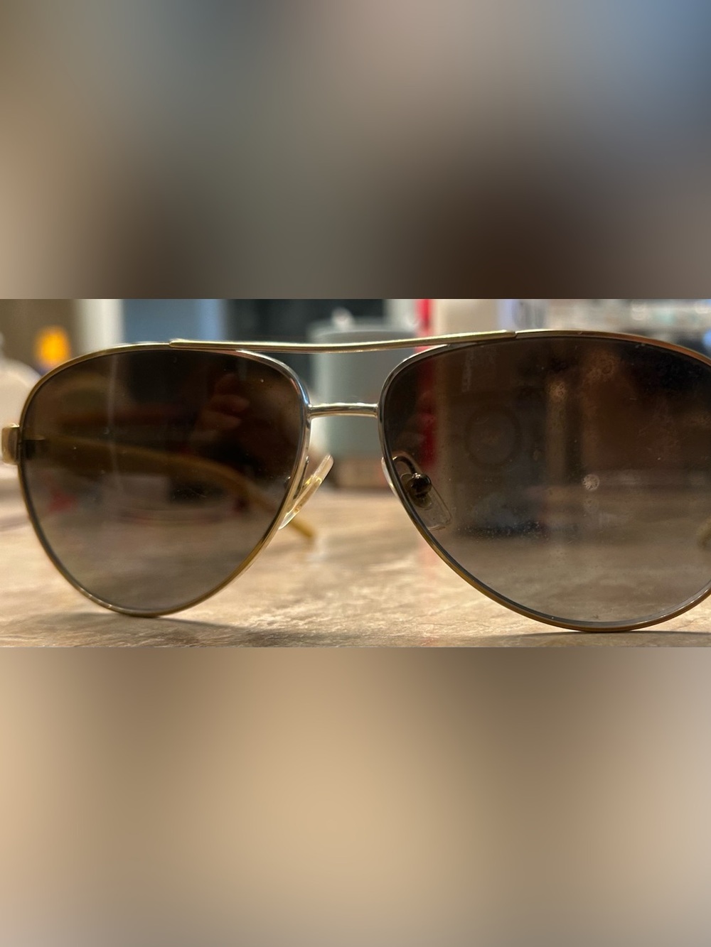 Gold Aviator Sunglasses with Gradient Smoke Lenses